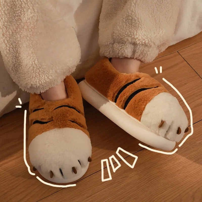 Fuzzy Tiger Slippers