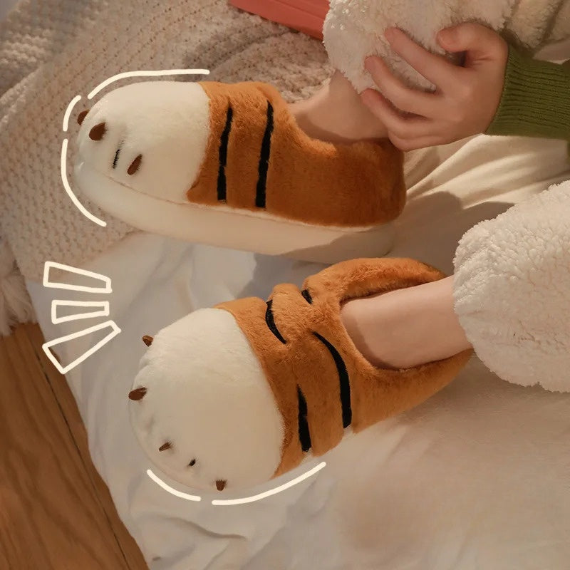 Fuzzy Tiger Slippers